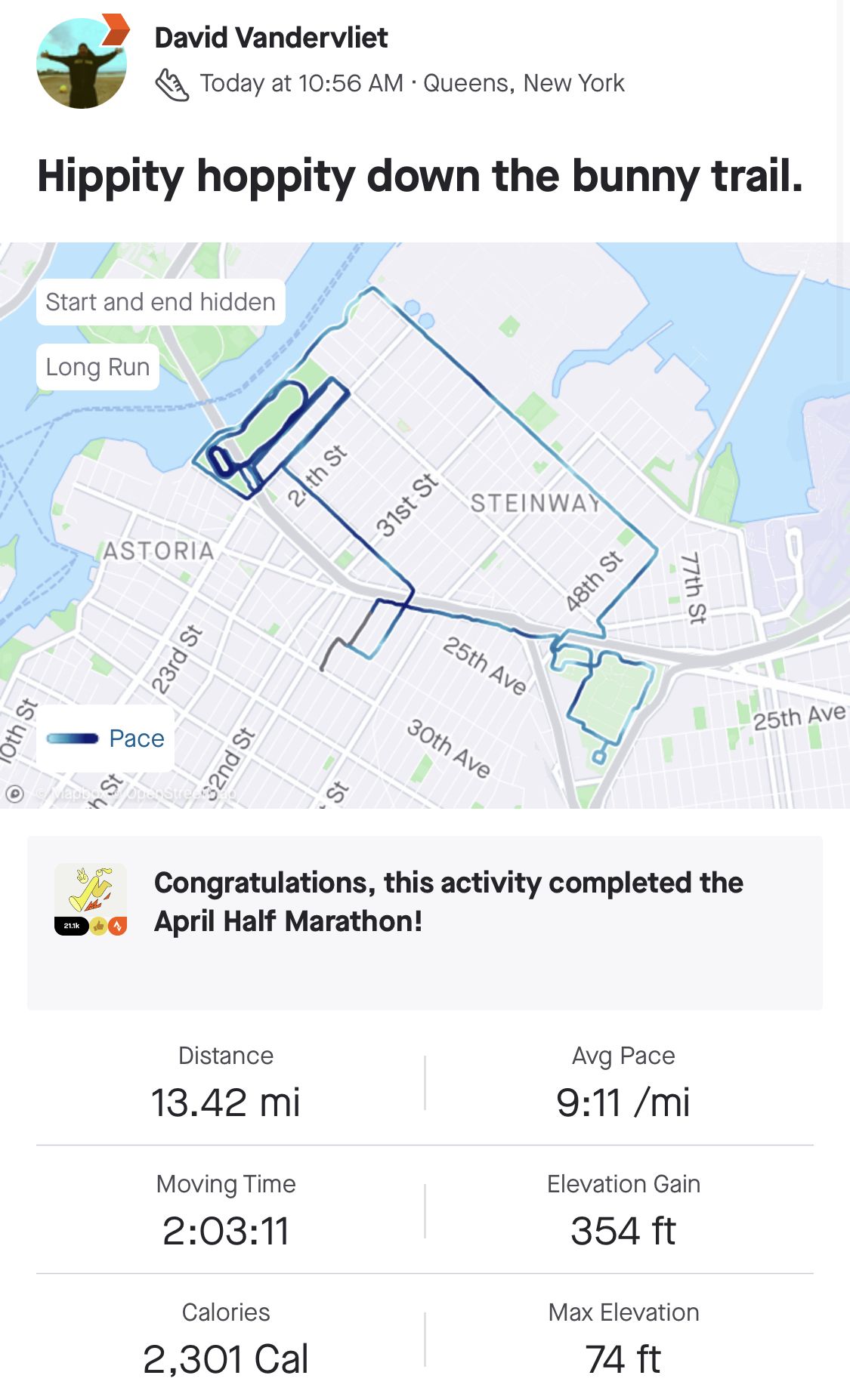 April half marathon.